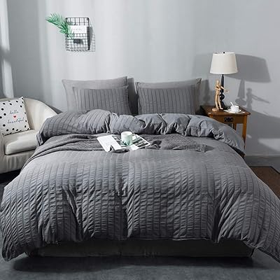 AveLom Dark Gray Twin Duvet Cover Set with Zipper Closure