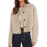 PRETTYGARDEN Women's Faux Suede Cropped Jacket Casual Lightweight Fall Fashion 2026 Winter Coats Outerwear Trendy Clothes