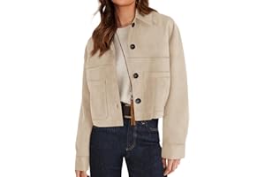 PRETTYGARDEN Women's Faux Suede Cropped Jacket Casual Lightweight Fall Fashion 2025 Winter Coats Outerwear Trendy Clothes