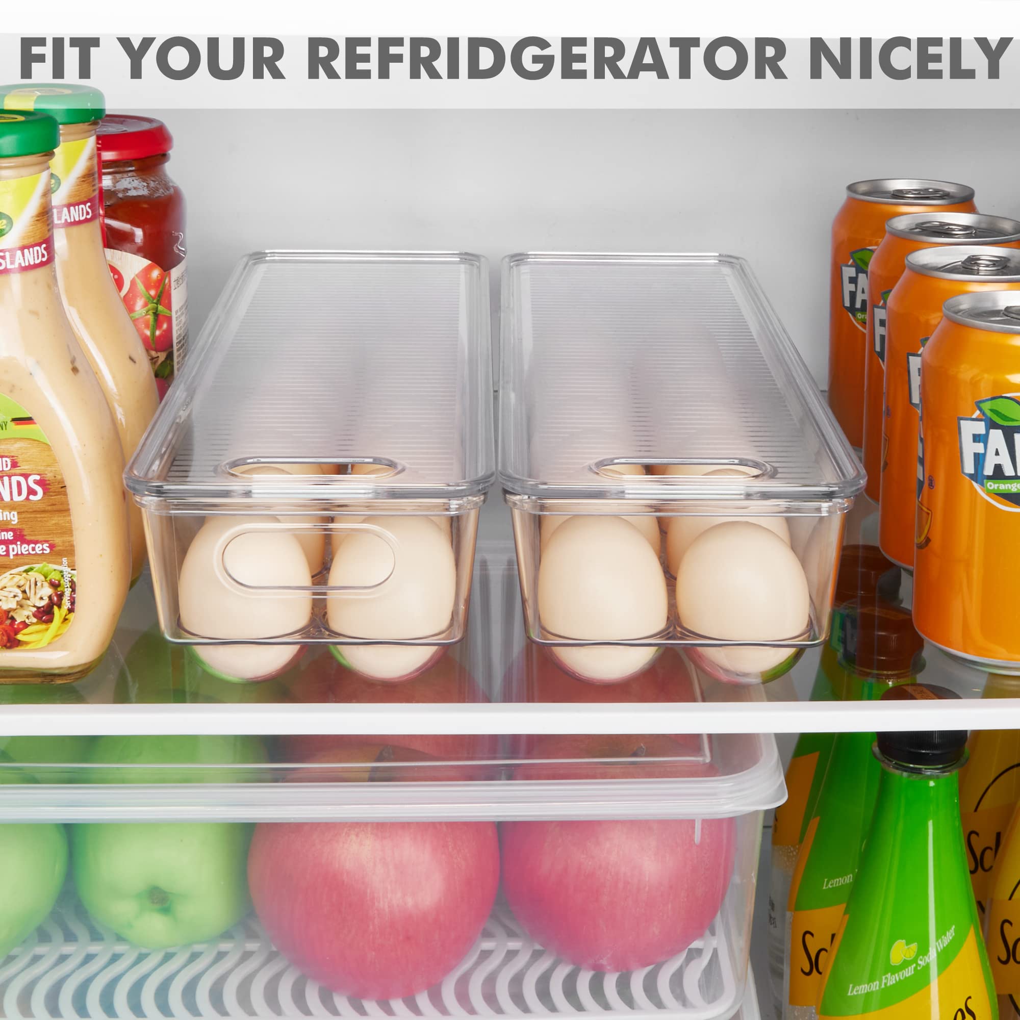 Vtopmart Egg Container Holders for Refrigerator - Clear Stackable Trays for 14 Eggs, Plastic Storage Bins for Fridge Organization (2 Pack)