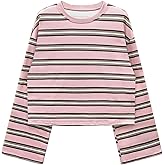 RoseSeek Women's Striped Oversized Tshirts Long Sleeve Crew Neck Baggy Tops Casual Fall Tee Shirt