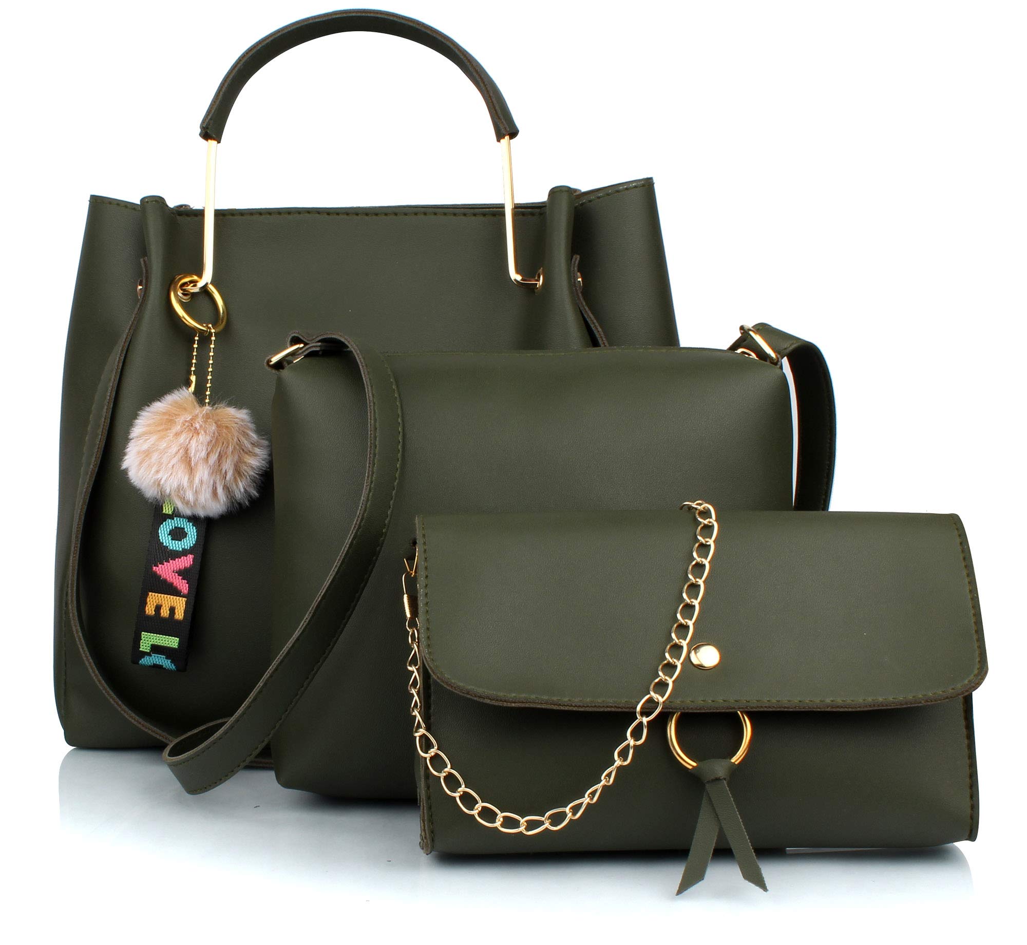 green leatherette sling bag