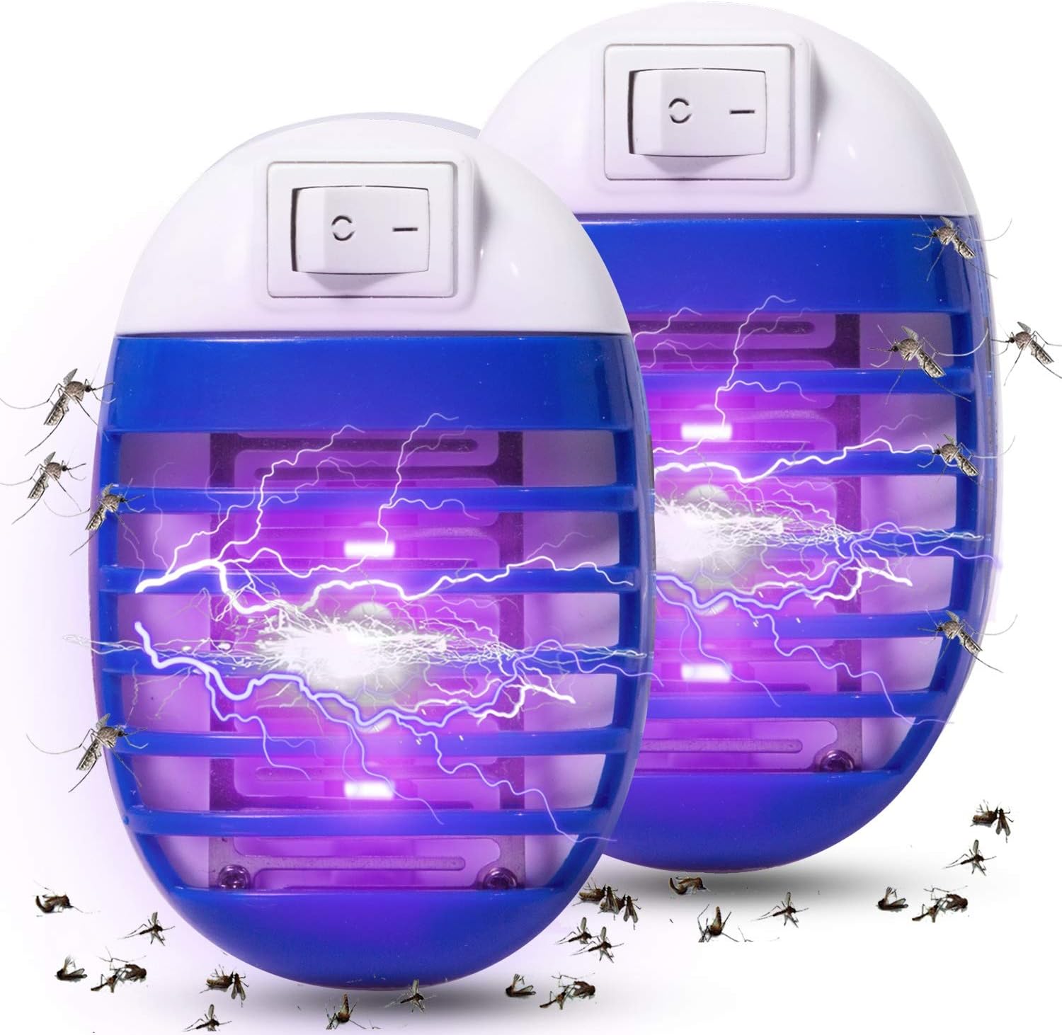 2 Pack Electric Bug Zapper, Plug in Mosquito Killer with UV LED Night Light, Electronic Insect Fly Trap for Indoor Outdoor Use
