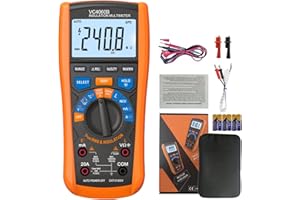 Insulation Resistance Tester & Multimeter 2 in 1 | 6000 Count True RMS Voltmeter 60MΩ/750V/20A Non-Contact Voltage Detection 