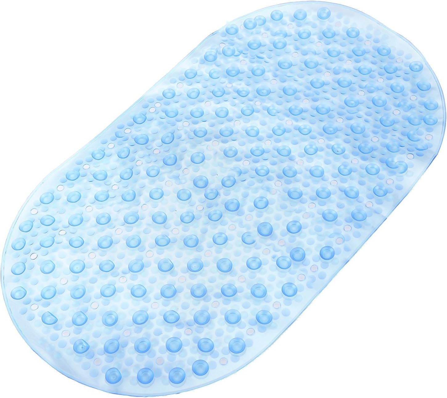 Redlution Ultra Soft Non-slip Safety Bath Mat Oval-shaped Antibacterial Bathroom Tub Shower Mat (Blue, 27"X15")