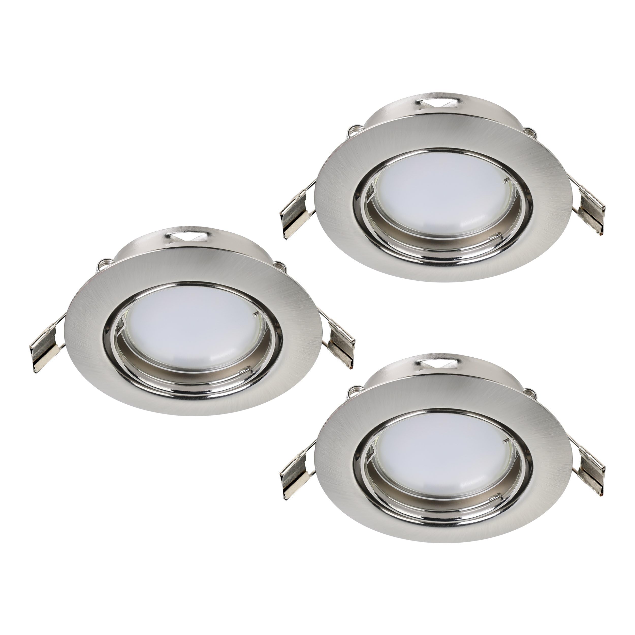 Eglo 3-piece recessed Spotlight Set Peneto, Steel Spots in matt Nickel, 3 recessed Lights with GU10 Socket, Including LED Bulbs, Flat, Adjustable spot, Ø 8.7 cm