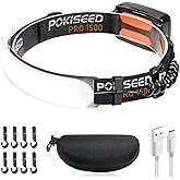 LED Headlamp Rechargeable, Super Bright 1500 Lumens 230° Wide Beam Headlamp, 3 Modes IPX6 Waterproof Lightweight Head Light with Taillight & Clips for Camping, Running,Fishing, Outdoors, Hard Hat Work