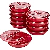 GoodCook Meal Prep Containers Set Microwave & Dishwasher-Safe Round Food Organizers with Labeled Compartments BPA-Free Food Storage Set with Snap Shut Lids Portion Control, 10-Pieces, Red