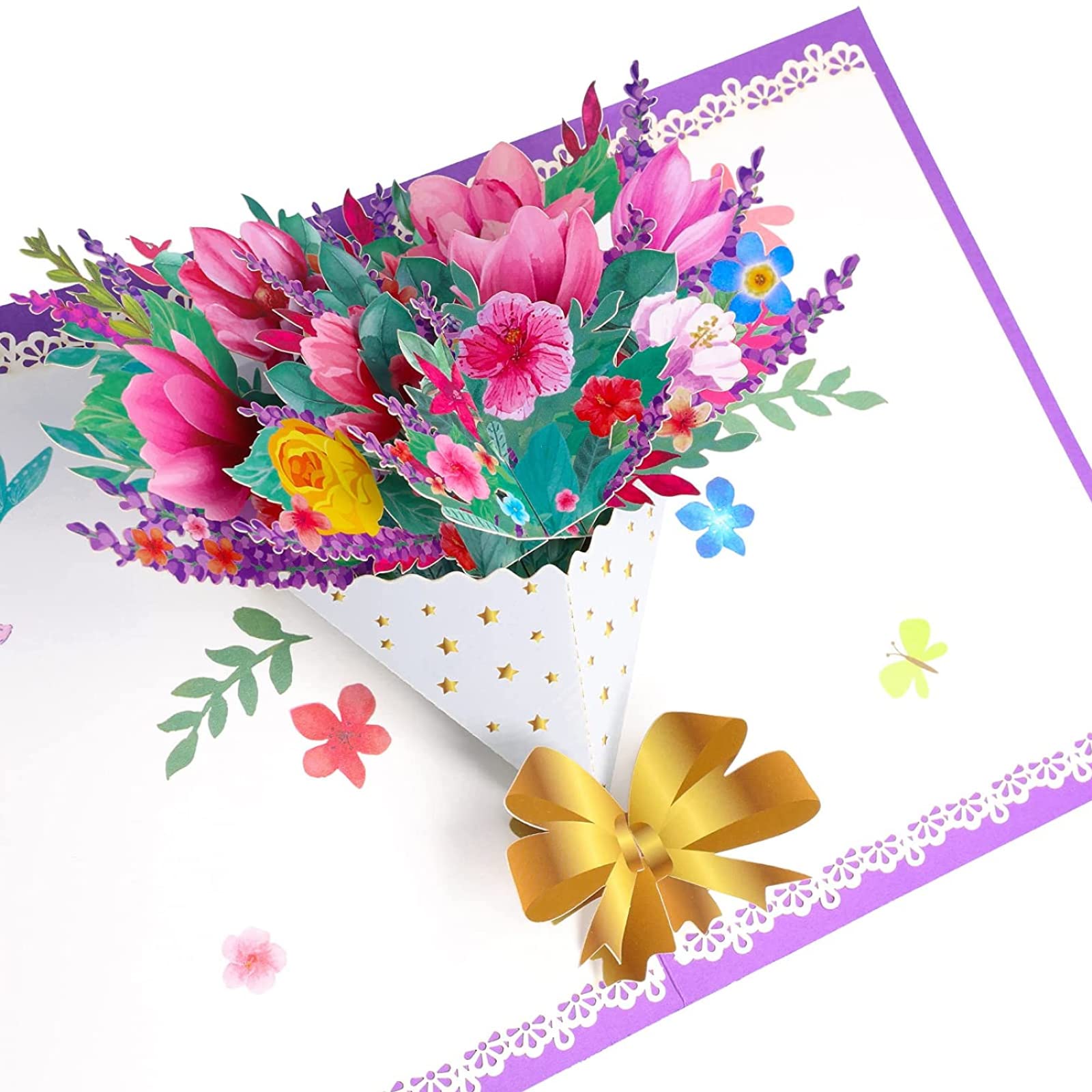 3D Pop Up Greeting Card, Floral Design Handmade Bouquet Birthday Cards with Envelope, Blank Card, Valentine's Day, Christmas, Anniversary, Wedding, For Wife,Mom,Sister,Childs,Girlfriend