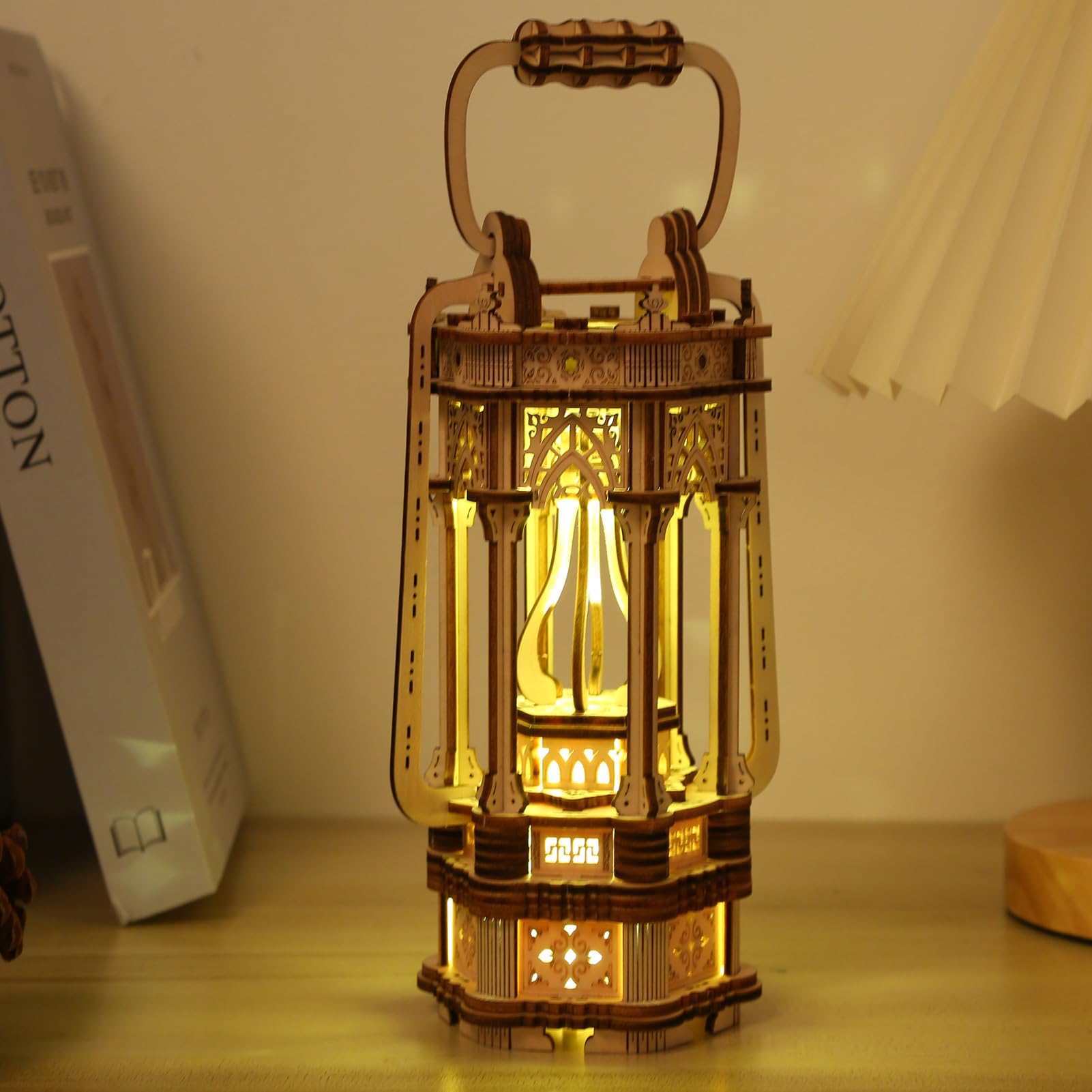 3D Puzzle Model Kits for Adults, Vintage Lantern Wooden Model to Built Self Assembly Mechanical Construciton Craft Kit Brain Teaser Game Hobbies Toy, Birthday Gift Home Decor