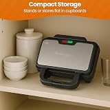 Innoteck Deep Fill 2 Slice Sandwich Toaster 900W Ceramic Plates Black Chrome view 8