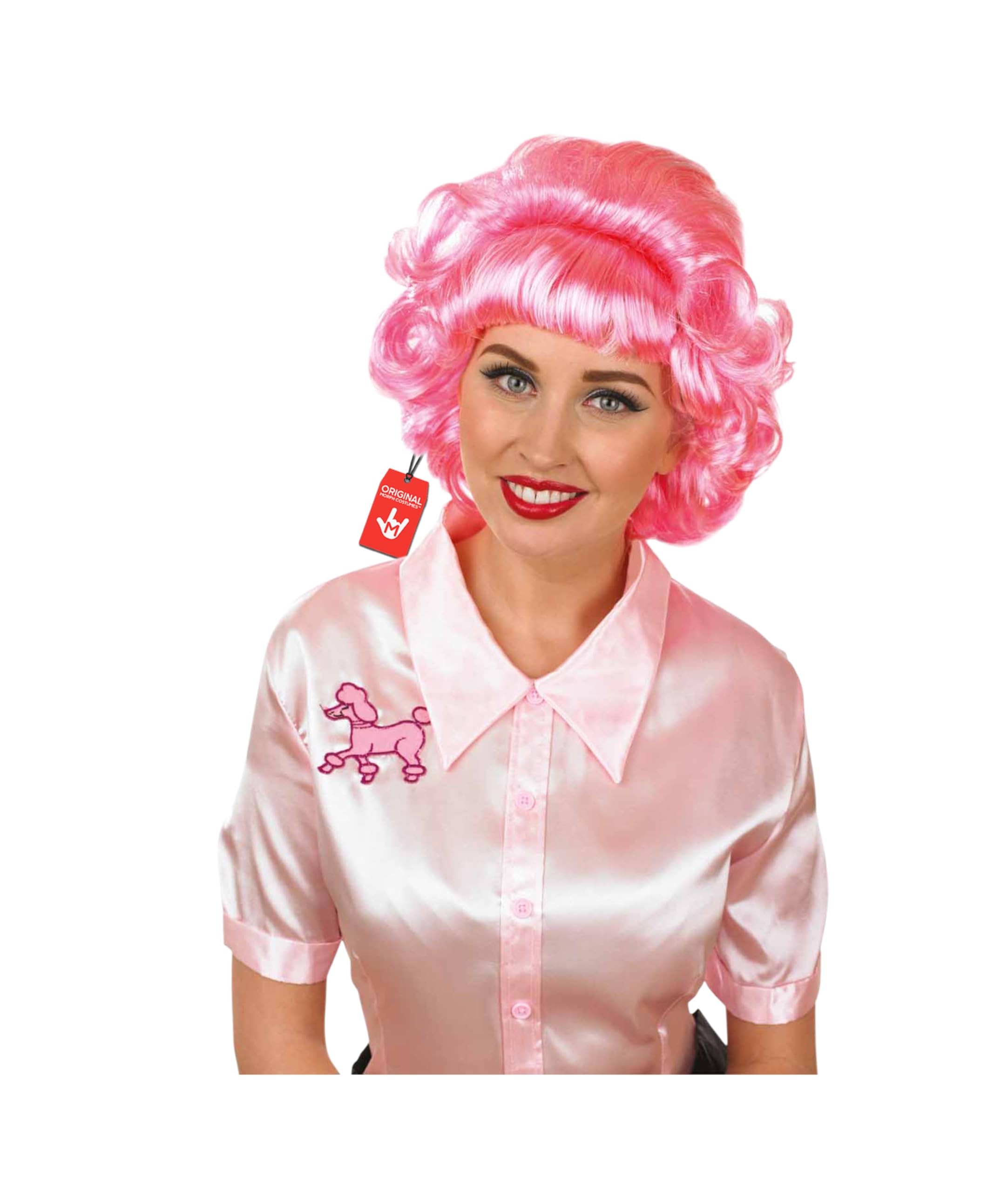 Fun Shack Womens 50s Pink Wig Adults 70s Film Character Hair Costume Accessory, One Size, 70s Movie Pink Wig