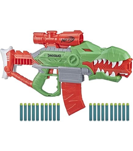 Amazon.com: Nerf DinoSquad Rex-Rampage Motorized Dart Blaster, 10