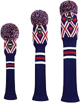 Scott Edward Golf Headcovers 3Pcs Driver Fairway Hybrid Argyle Blue Heart view 2
