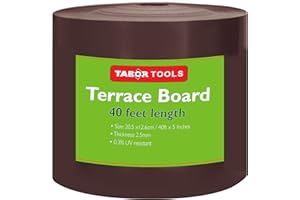 TABOR TOOLS Terrace Board, Landscape Edging Coil, Grass Barrier, Bender Board, Garden Liner, 1/10" = 0.1" Inch Thickness, 5 Inch High. ES35. (Brown, 60 FT)