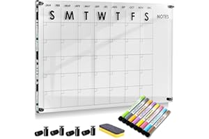 Oversize Premium Acrylic Calendar for Wall | Ultra-Thick Clear Dry & Erase Board | Large 28"x20" | Home Office Monthly Glass Family Planner Guard Mate Plexiglass Whiteboard GUARDMATE
