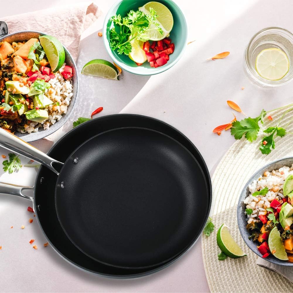 Othello 2-Piece Nonstick Frying Pans Set - 9.5 in. &11 in, Induction Fry Pans, Oven & Dishwasher Safe, PFOA Free: Kitchen & Dining