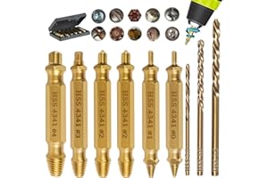 Bornpye 9-Pieces Screw Extractor Set, #4341HSS Ez Out Bolt Extractor Kit & #6542 Reverse Drill Bits for Removing Stripped, Damaged, Broken Tiny Screw Head Tool, Easy Out Rounded Small and Micro Bolt