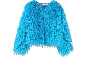 foefaik Winter Fluffy Faux Fur Coat Women's Shaggy Jacket Long Sleeve Outwear