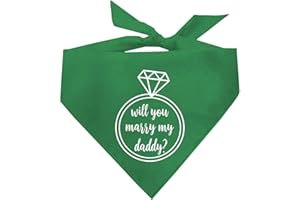 TEES & TAILS Will You Marry My Daddy? Dog Bandana | 100% Cotton Triangle | Made in USA | Wedding Photo Prop | Bridal Shower | Engagement Announcement | Green, X-Small (50)