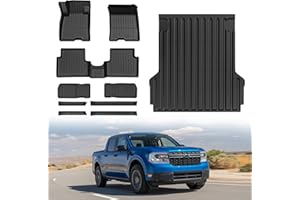 GALVAGNITE Floor Mats Bed Liner for Ford Maverick 2022-2024 2025 Gas Model, All Weather TPE Mat for Maverick Accessories (Bed Liner+Floor Mats+Under Seat Storage Mats+Door Sill Protectors)