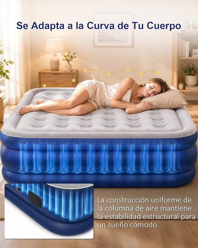 Colchón Hinchable, [200x152x40cm] Grande Colchón Inflable