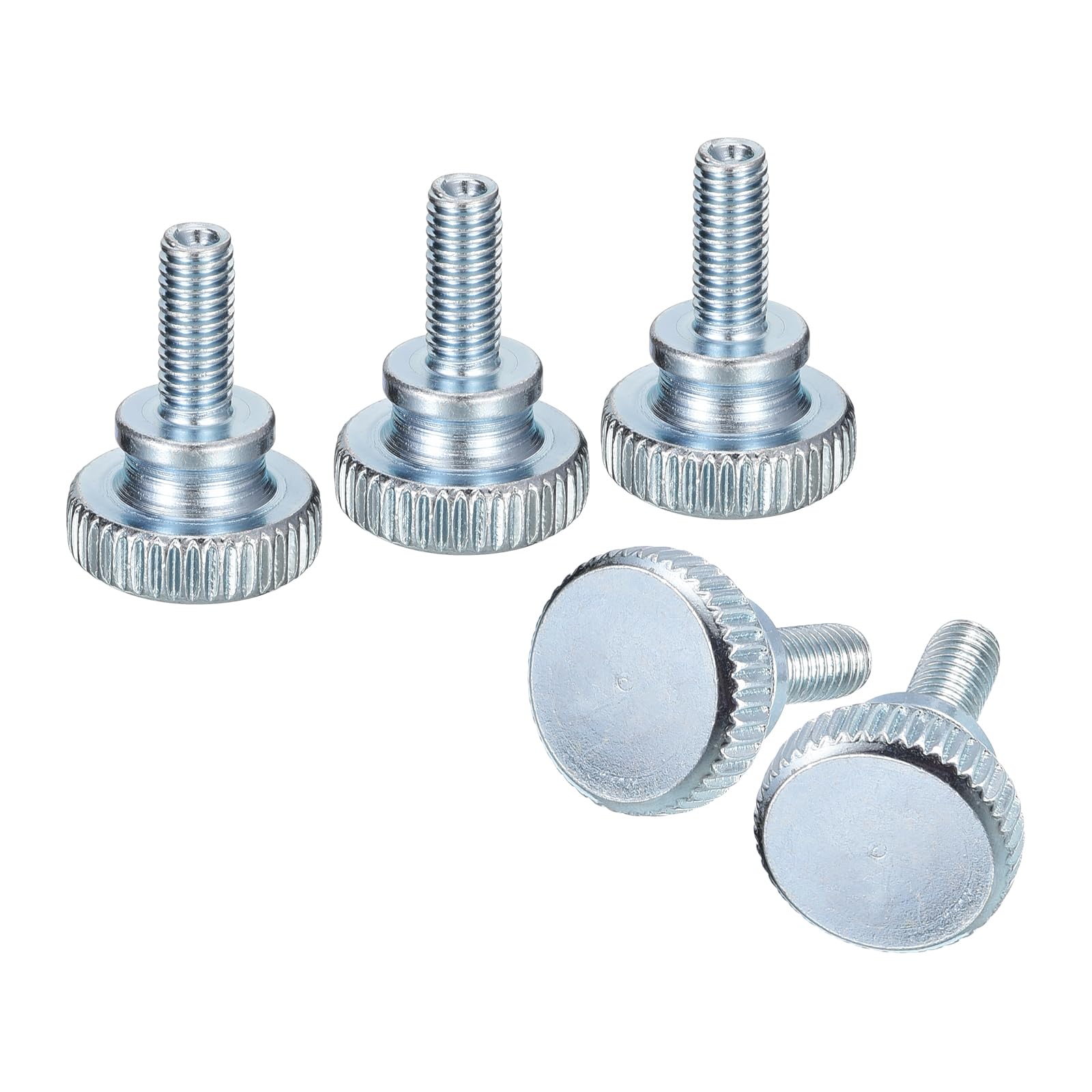 Photo 1 of uxcell M5x12mm Knurled Thumb Screws,5pcs Carbon Steel Zinc Plated Flat Knurled Head Fully Threaded Thumb Screws Bolts Fastener