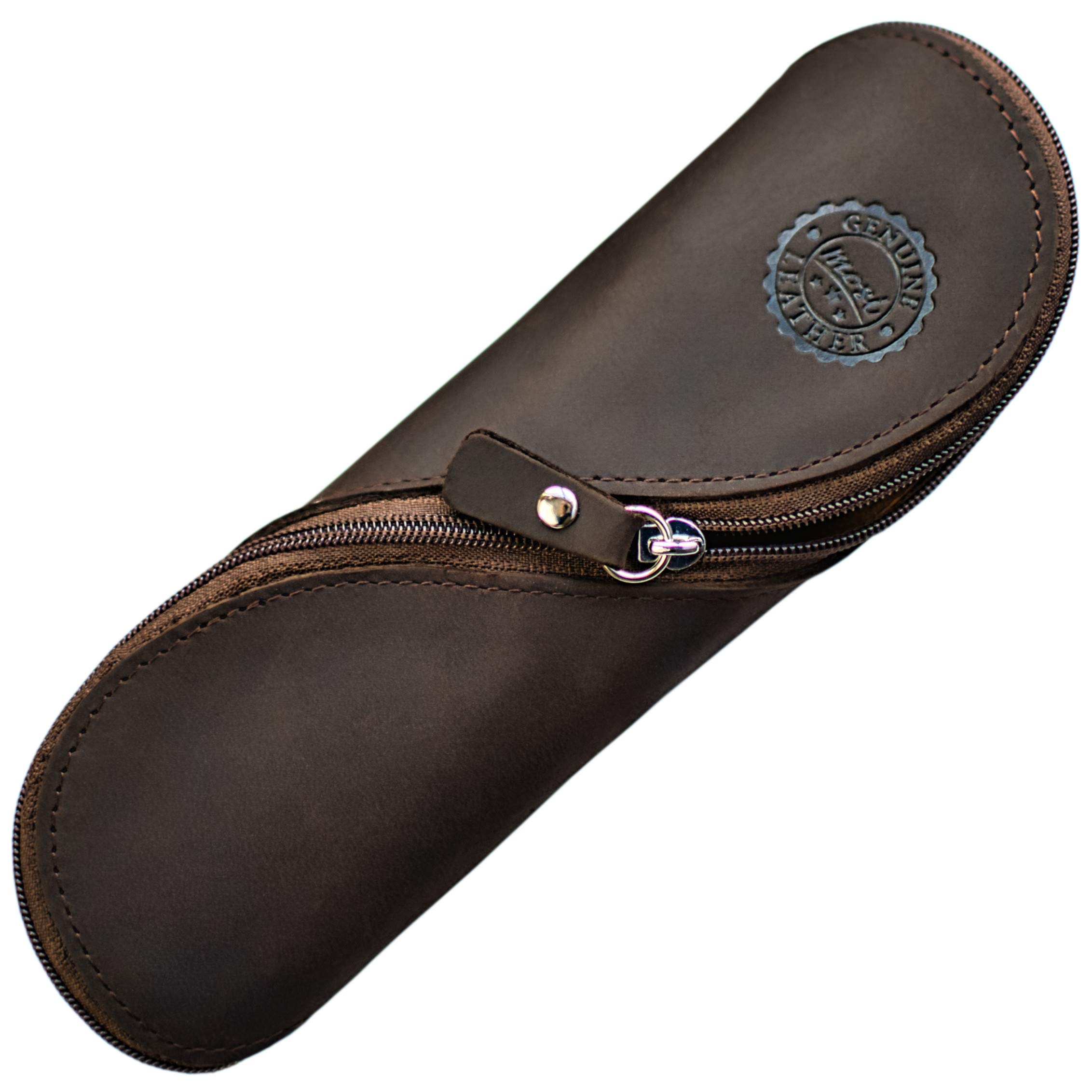 MOSI Genuine Leather Reading Glasses/Pencil Case - Authentic and Unusual Handmade Vintage Gift Pouch (Dark Brown) — image 1
