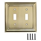 AmazonBasics Double Toggle Wall Plate, Antique Brass, 2-Pack