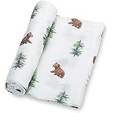 LollyBanks Swaddle Blanket, 100% Cotton Muslin Swaddle Blankets for Boys and Girls, Large 47 x 47 Inches Newborn Swaddle Receiving Blanket, Breathable Baby Blanket, Registry (Baby Bear Cub Theme)