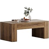 NinPeen 45&ldquo; Wood Rectangle Coffee Table,Brown Center Table for Living Room | Large Farmhouse Coffee table with Thick Stable Legs,Rustic accent center table with easy clean wooden top for Home