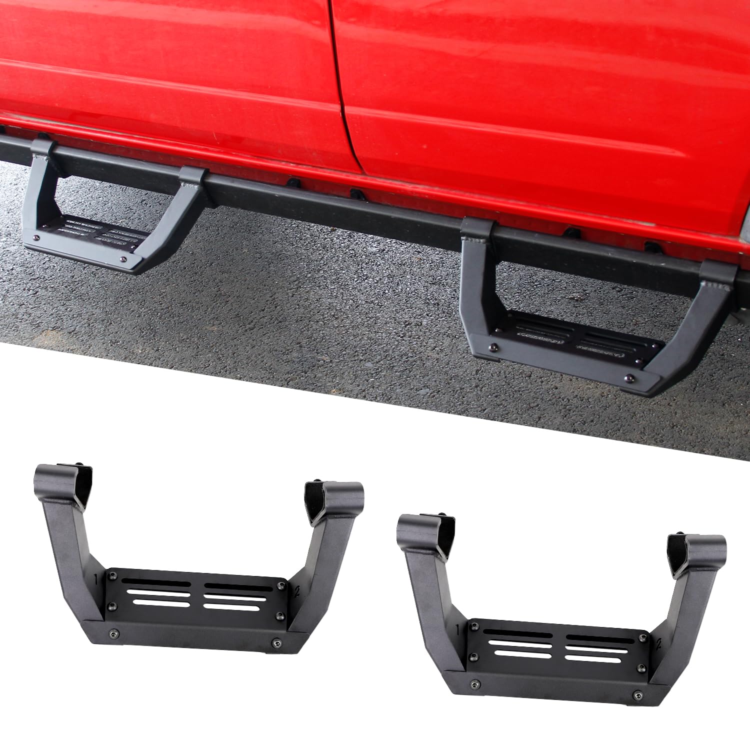 Photo 1 of 2 Pcs Side Steps Compatible with Ford Bronco 2/4 Door with Rock Rail 2025 2024 2023 2022 2021, Heavy Duty Running Boards Nerf Bars Exterior Accessories
