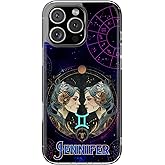 Personalized Gemini Zodiac Phone Case Compatible with iPhone 16 15 14 13 12 11 Pro Max Mini Plus – Custom Name Clear Cover with Astrological Twins Design – Gift for Horoscope Lovers Star Sign Fans