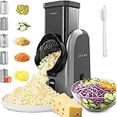 JLH Kitchen Electric Cheese Grater – Rotary Mandoline Veggie Slicer with 5 Interchangeable Blades, One-Touch Food Chopper & S