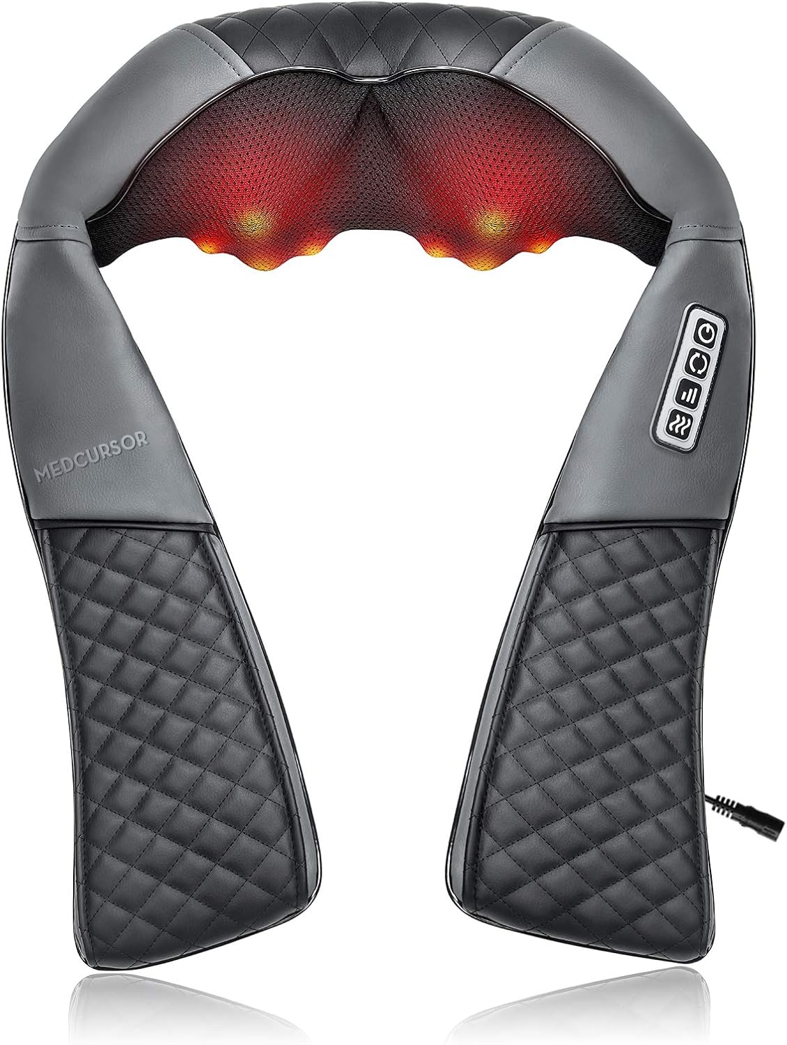 Medcursor Neck Shoulder Massager with Heat, Electric Shiatsu Back Massage Device, Portable Deep Tissue 3D Kneading Pillow for Muscle Pain Relief, Home, Office, Car Use - Ideal Gifts: Health & Personal Care