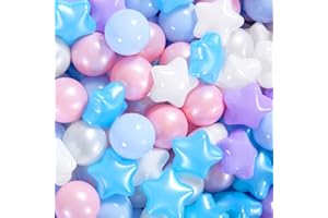 Heopeis Star Ball Pit Balls for Toddlers，50 100 200 500 Plastic Balls with Stars Phthalate Free BPA Free for Playhouse, Baby Pool, Play Ball Fun Centers, for Babies, Kids, Toddlers 1-3 Indoor Outdoor