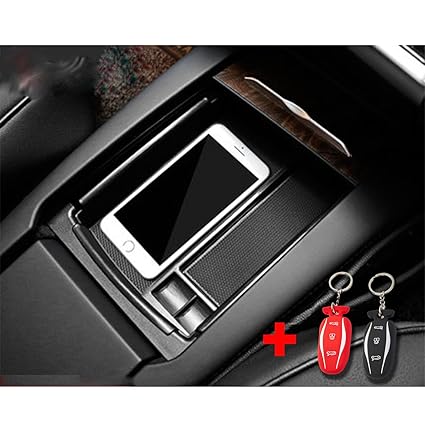 R Ruiya Customized For Tesla Model X Model S 2016 2017 2018 Car Center Console Armrest Box Glove Box Secondary Storage Console Organizer Insert Tray