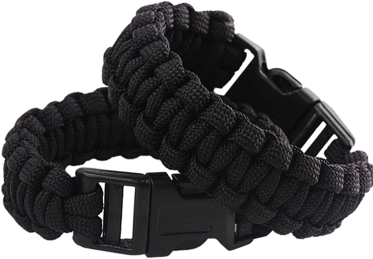 squaregarden Survival Paracord Bracelet Outdoor Wraps Emergency 350 Parachute Bracelet 9inch Pack of 2