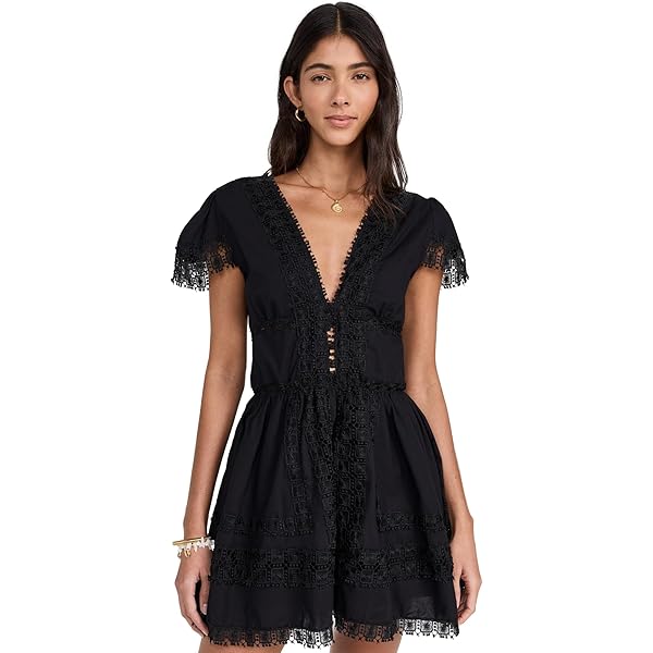blue dress black lace Oming Slip Mini Dress in Black with Blue Lace , V Neck , Zip Up