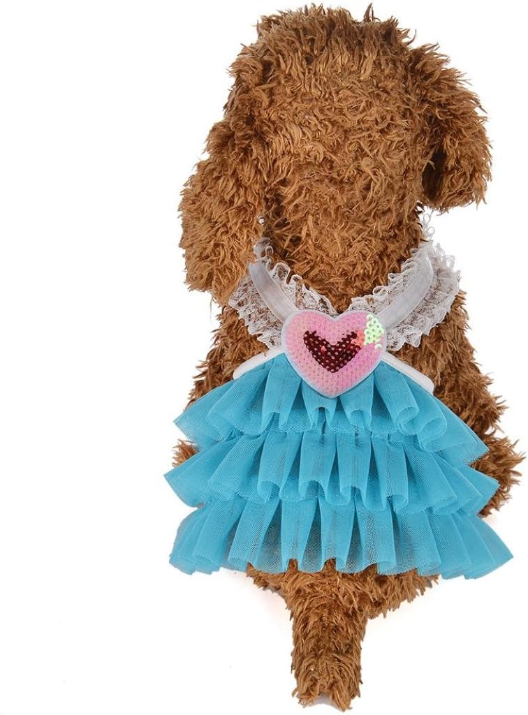 Wakeu Small Dog Girl Dress Pet Puppy Cat Lace Tutu Stripe Vest Skirt Clothes
