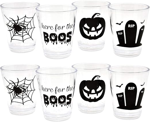 Amazon Com Plastic Reusable Halloween Whiskey Shot Glasses Set