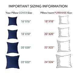 Oubonun 22 x 22 Throw Pillow Inserts