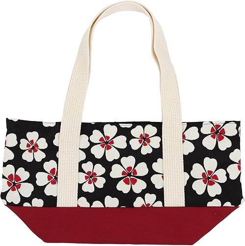 Amazon 小紋工房 木帆布ミニトートバッグ モダン桜 黒 二越ちりめん 京都 和komono 江戸小紋 0428 トートバッグ
