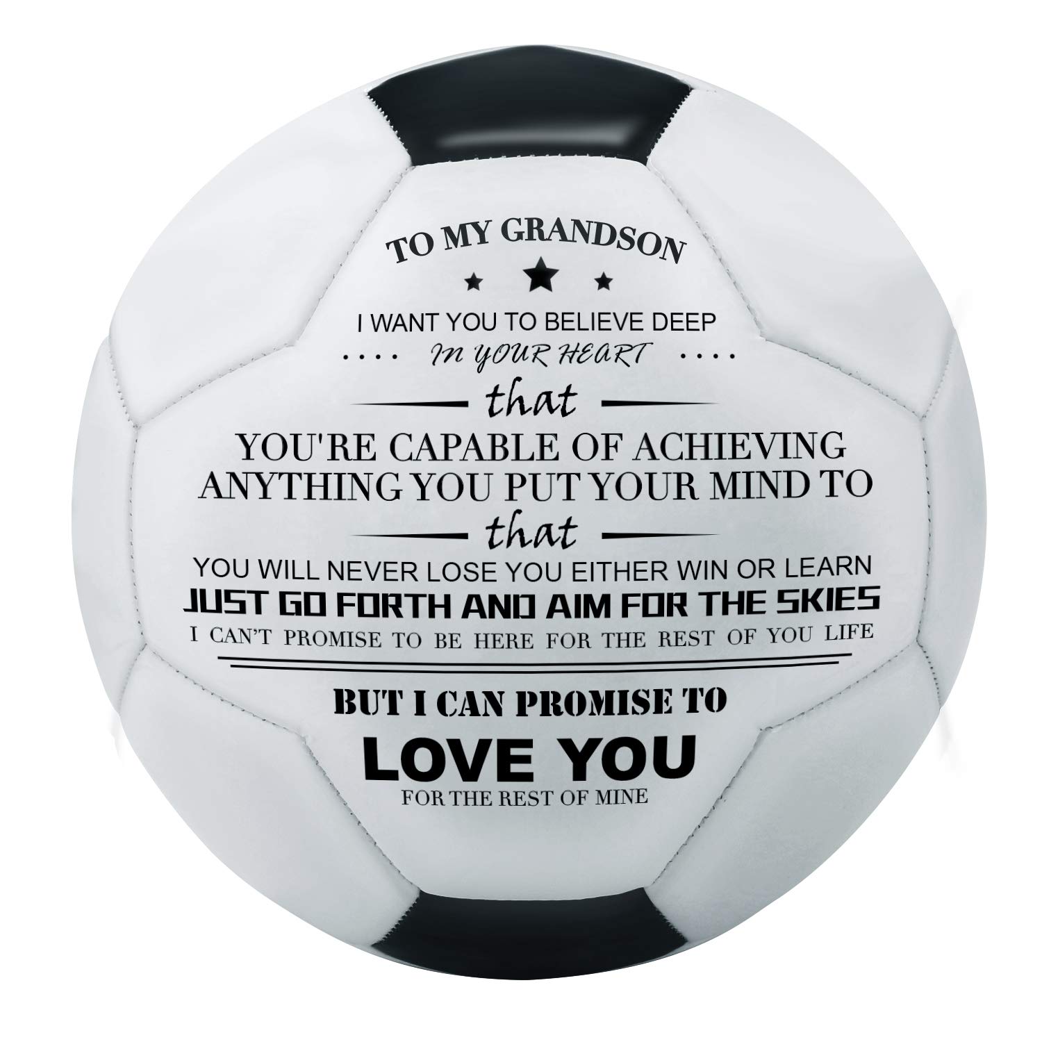 Kenon Printed Soccer Ball/Football Toy To Your Grandson - Anniversary Birthday Wedding Graduation Gifts - Perfect for Outdoor & Indoor Match or Game (For Grandson)
