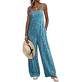 Dokotoo Women's Causal One Piece Sleeveless Jumpsuits Floral Boho Overalls Wide Leg Rompers Pants with Pockets