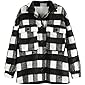 ZAFUL Women's Plaid Fleece Lined Hooded Jacket Button Up Oversized Fuzzy Coat Checkered Flannel Hoodie Jacket