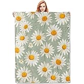VANZEV Daisy Flower Fleece Blanket Gifts for Women Kids, Cute Floral Cozy Throw Blanket, Soft Warm Plush Blankets for Home Decor, 50x60 inches