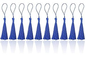 BOROLA 25 Pcs Handmade DIY Tassels 13cm/5 Inch Silky Soft Craft Mini Tassels for DIY Projects, Jewelry Making, Decoration, Bookmarks (Blue)