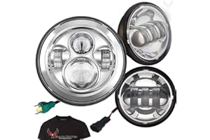 Eagle Lights 8700CPK 7 Inch LED Headlight with 4-1/2 5.4 Inch LED Spot/Passing/Auxilliary Light Kit Compatible With Harley Davidson and Indian Motorcycles - Generation I/Chrome Kit