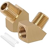 Ailbiuko 45 Degree Barstock Street elbow,3/8" NPT Male x 3/8" NPT Female Brass Pipe Fitting,Pack of 2